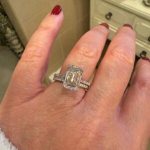 Beautiful 4.47 CTW. Emerald Cut Lab Grown Diamond Ring, Platinum